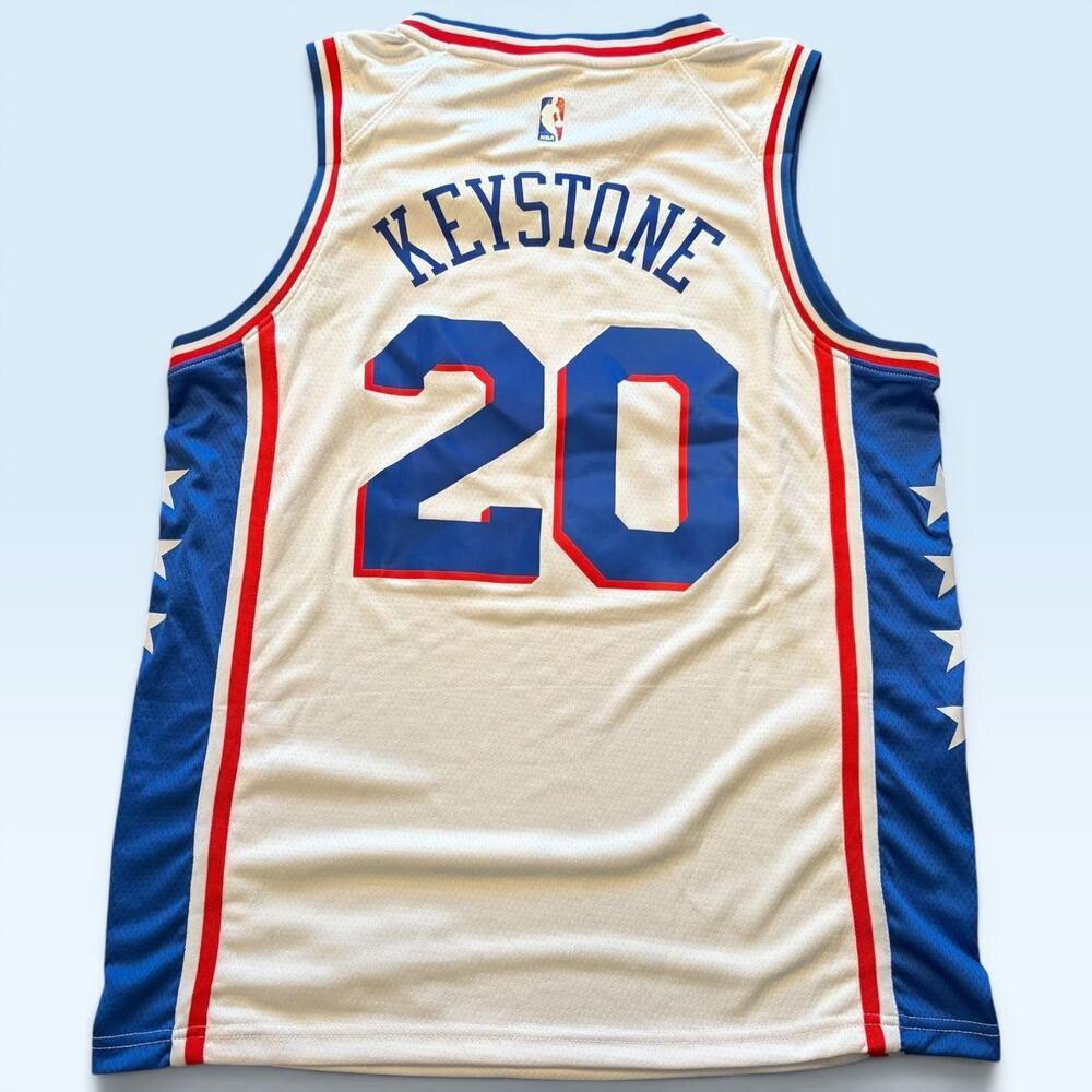 Philadelphia 76ers Jersey Mens Large White NBA Basketball Nike Keystone 20